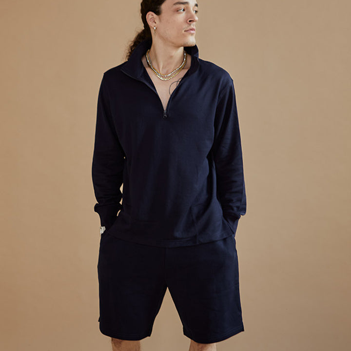 Men's Loose Fit Quarter Zip Fleece Pullover Sweatshirt