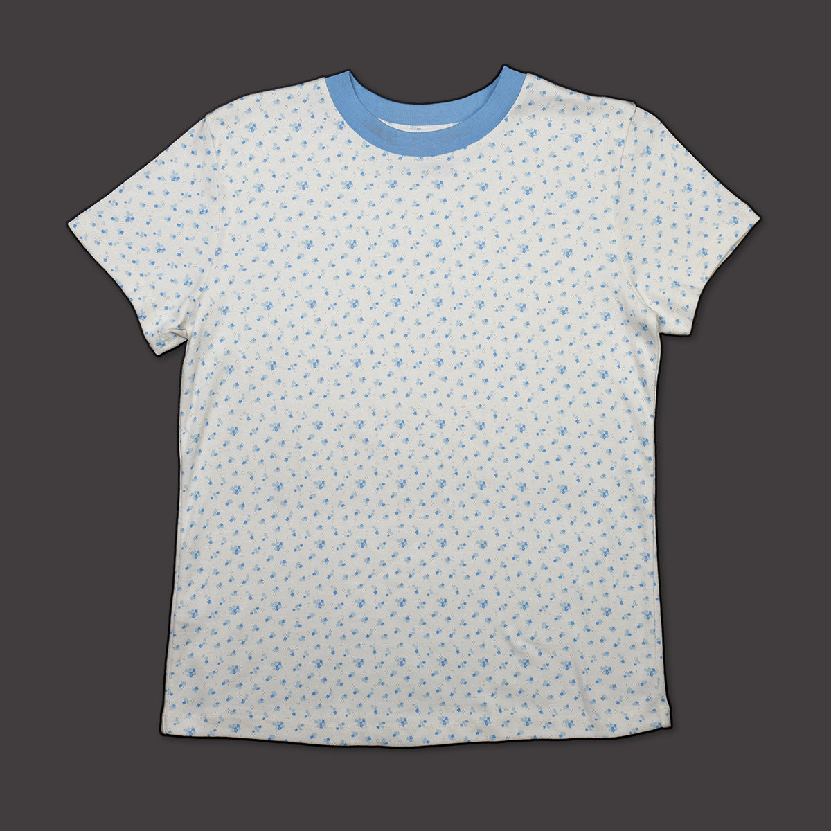 Women's Regular Fit Short Sleeve 100% Soft Cotton Pointelle Rib Printed Tees